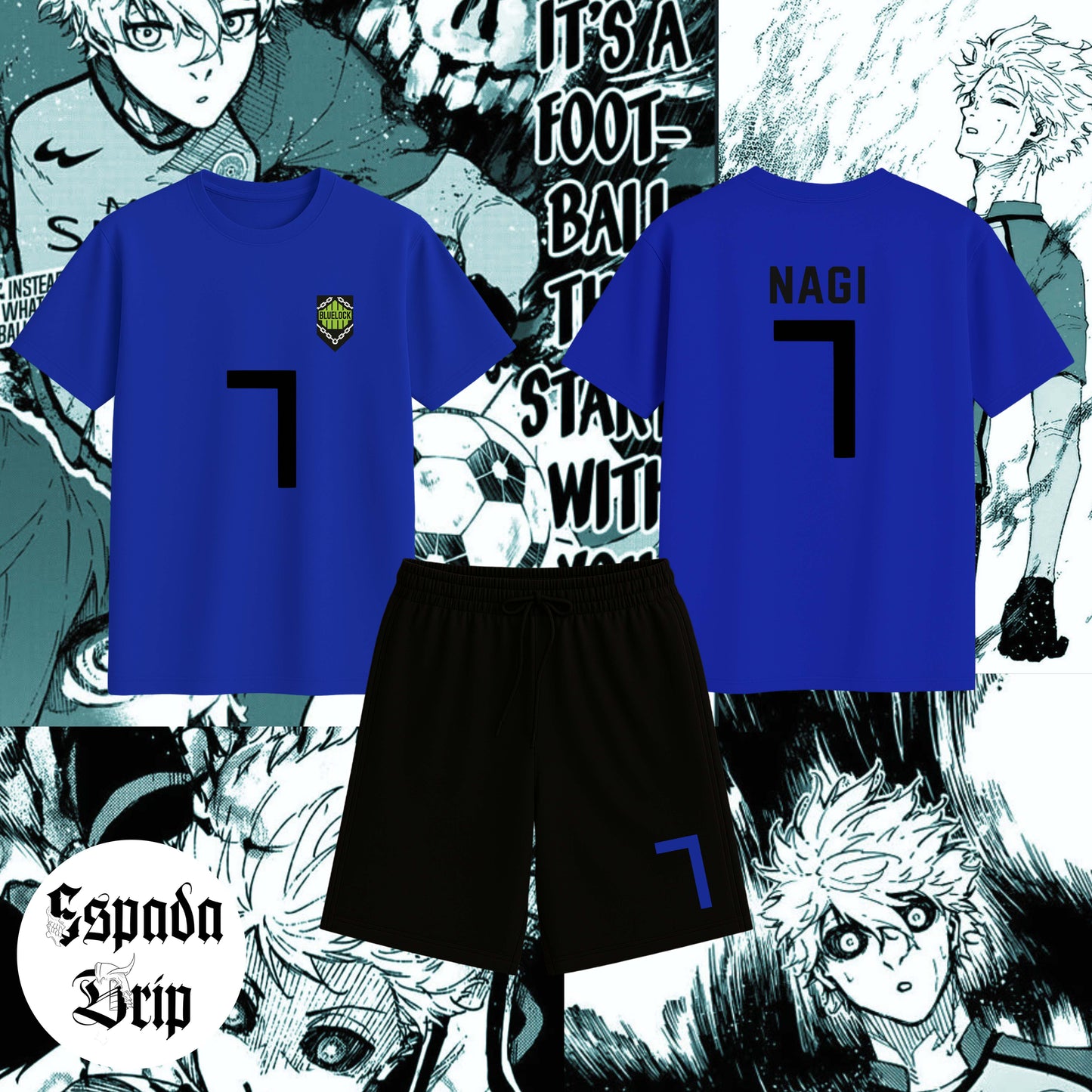 Ensemble Nagi Blue Lock T-shirt + Short